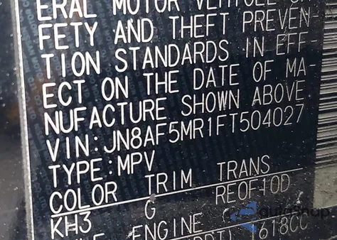 2015 Nissan Juke Nismo/S/Sl/Sv from USA, damaged, VIN JN8AF5MR1FT504027